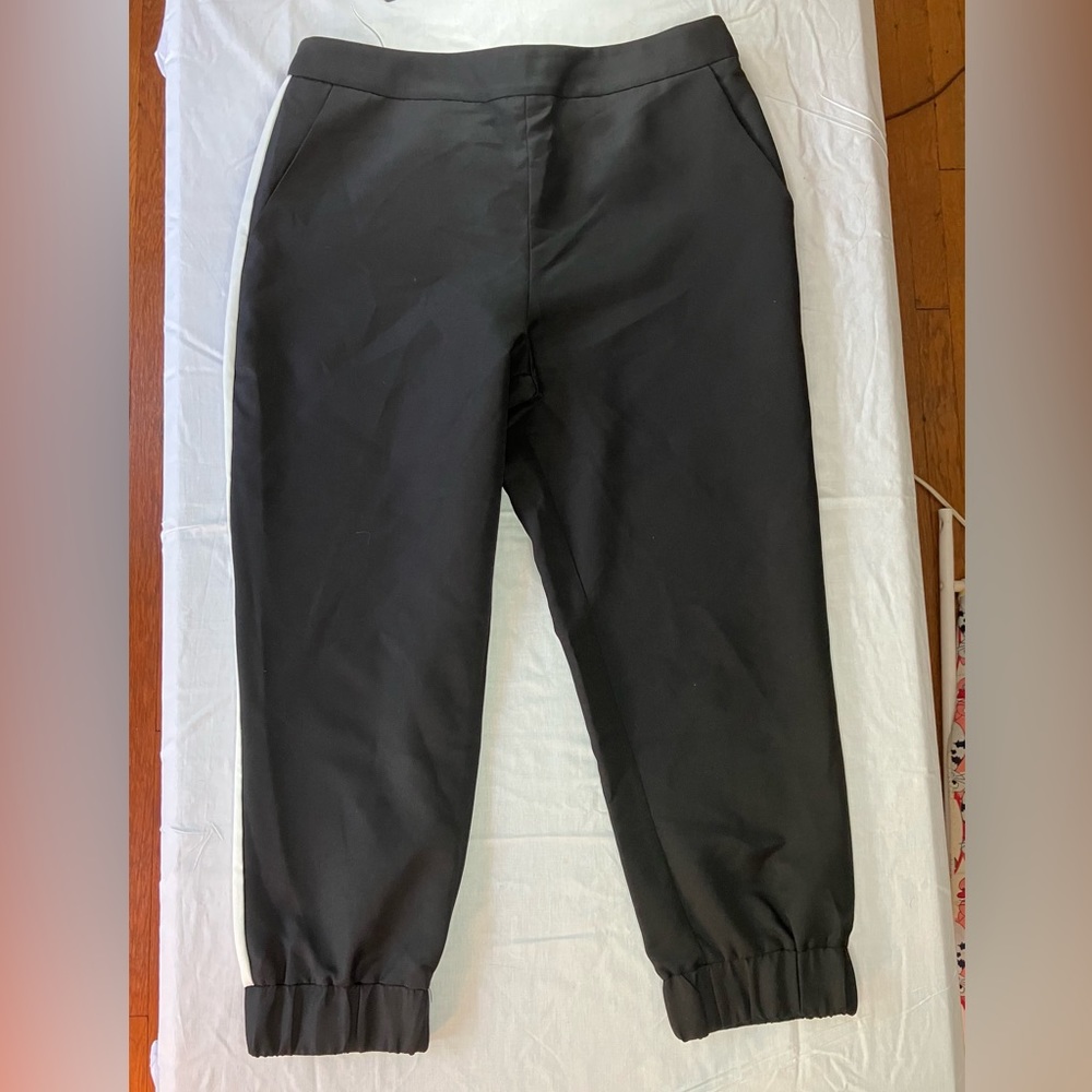 ASOS DESIGN Petite Black Side Stripe Straight Leg Joggers Size 8